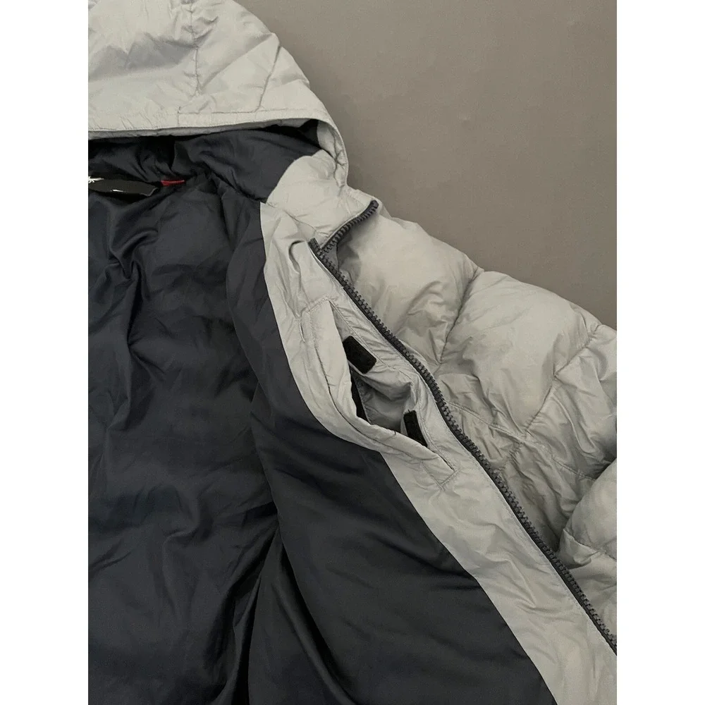 Spyder Puffer Hooded Jacket Boys Large 14/16 Gray Thermaweb Nylon Thumb Holes